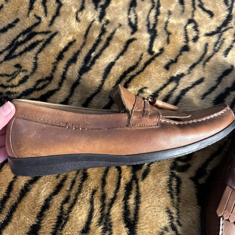 Dockers Men's Shoes 11 M Brown Sinclair Leather Dress Kiltie Tassel Loafers EUC